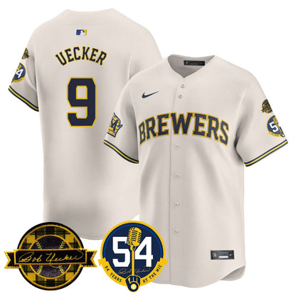 Milwaukee Brewers Jersey - Bob Uecker, 54 Seasons for Brewers Jersey - All Stitched