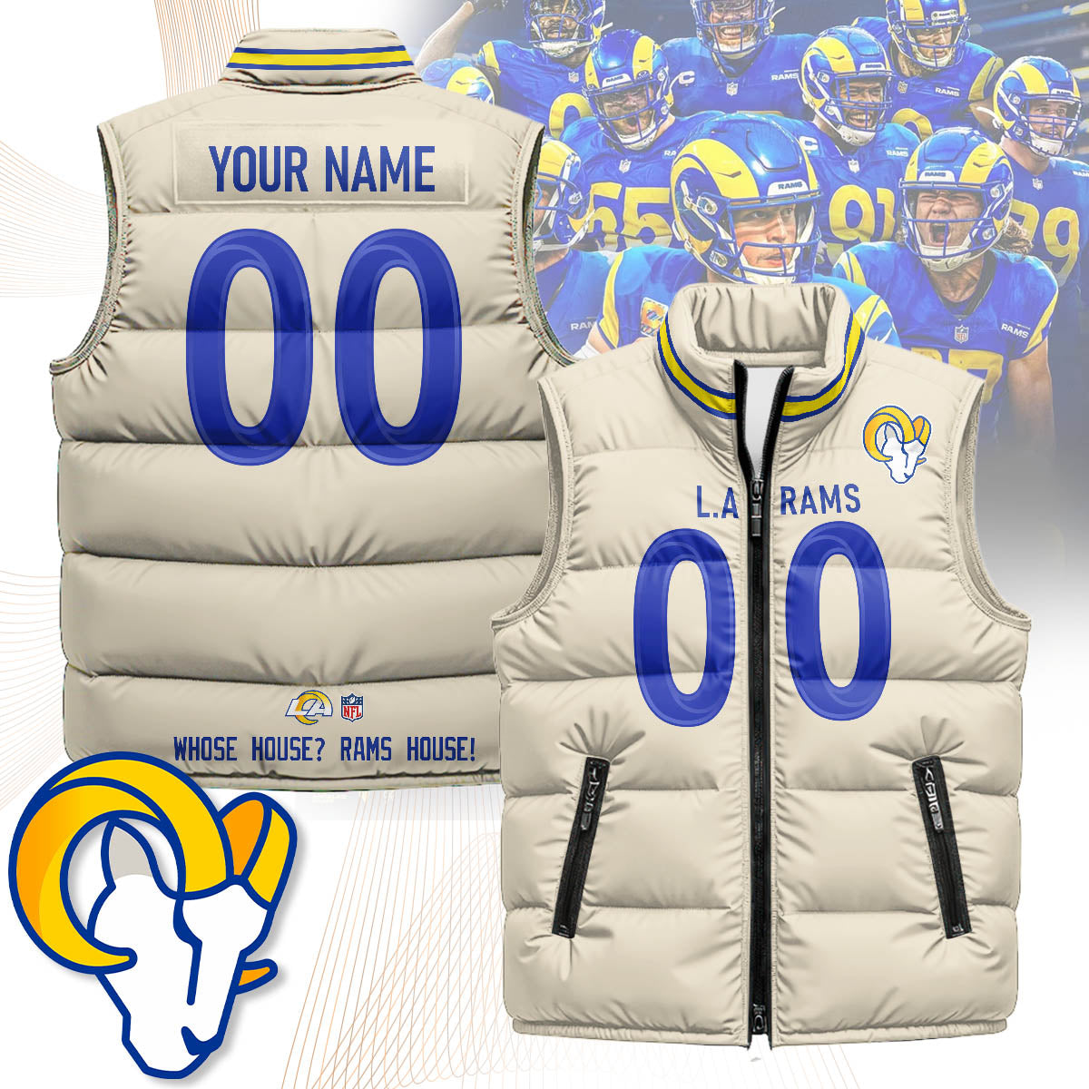 Personalized Los Angeles Rams Unisex Puffer Vest