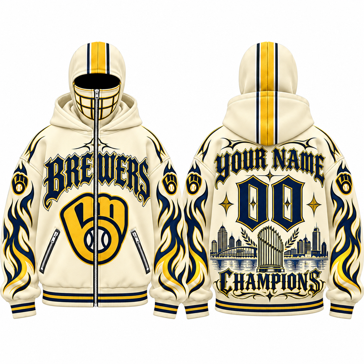 MIL 2026 World Series Champions Custom Mask Zip Up Hoodie - Printed V6