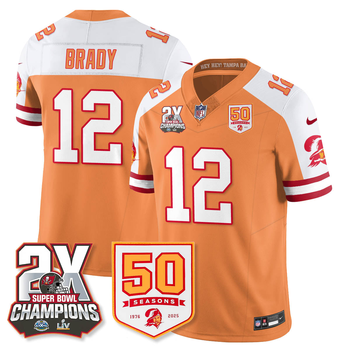 TB 2-Time Champions Patch Throwback Vapor Limited Jersey - All Stitched