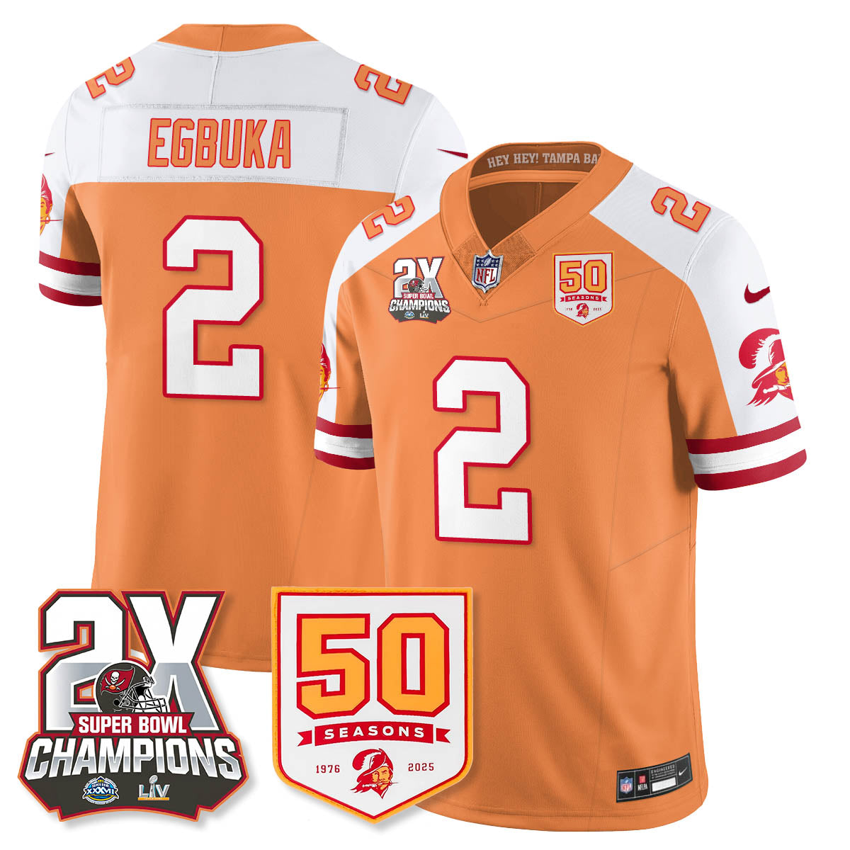 TB 2-Time Champions Patch Throwback Vapor Limited Jersey - All Stitched