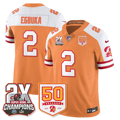 TB 2-Time Champions Patch Throwback Vapor Limited Jersey - All Stitched