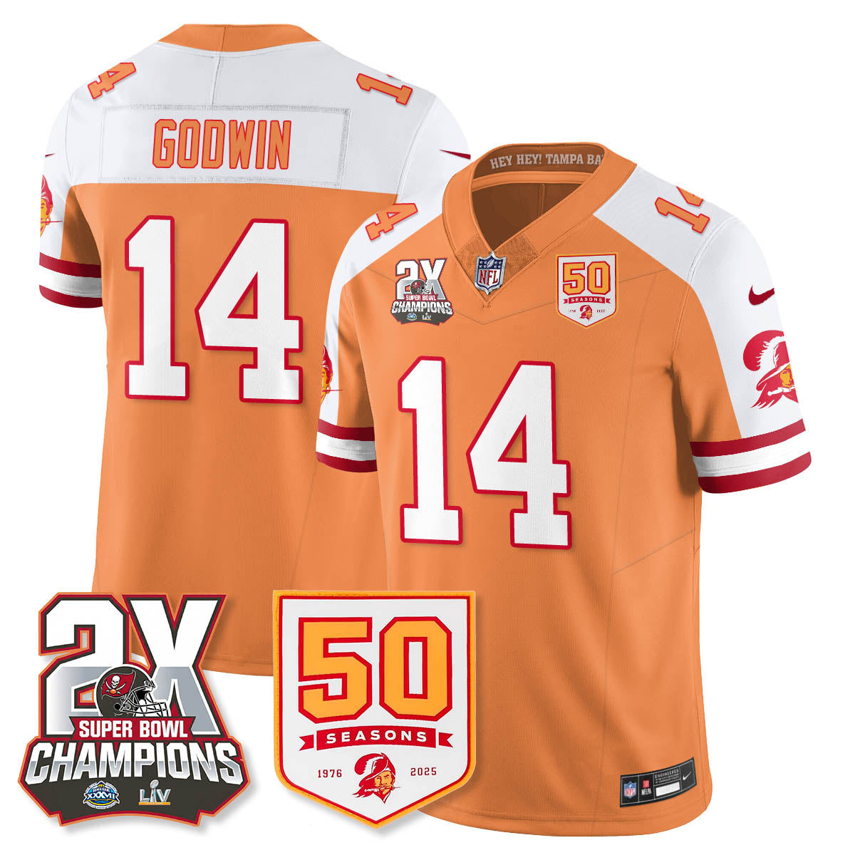 TB 2-Time Champions Patch Throwback Vapor Limited Jersey - All Stitched
