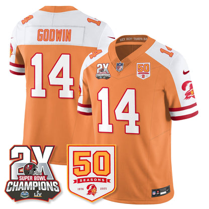 TB 2-Time Champions Patch Throwback Vapor Limited Jersey - All Stitched