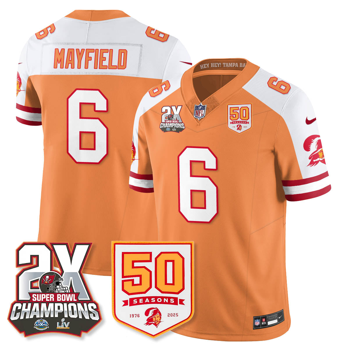 TB 2-Time Champions Patch Throwback Vapor Limited Jersey - All Stitched