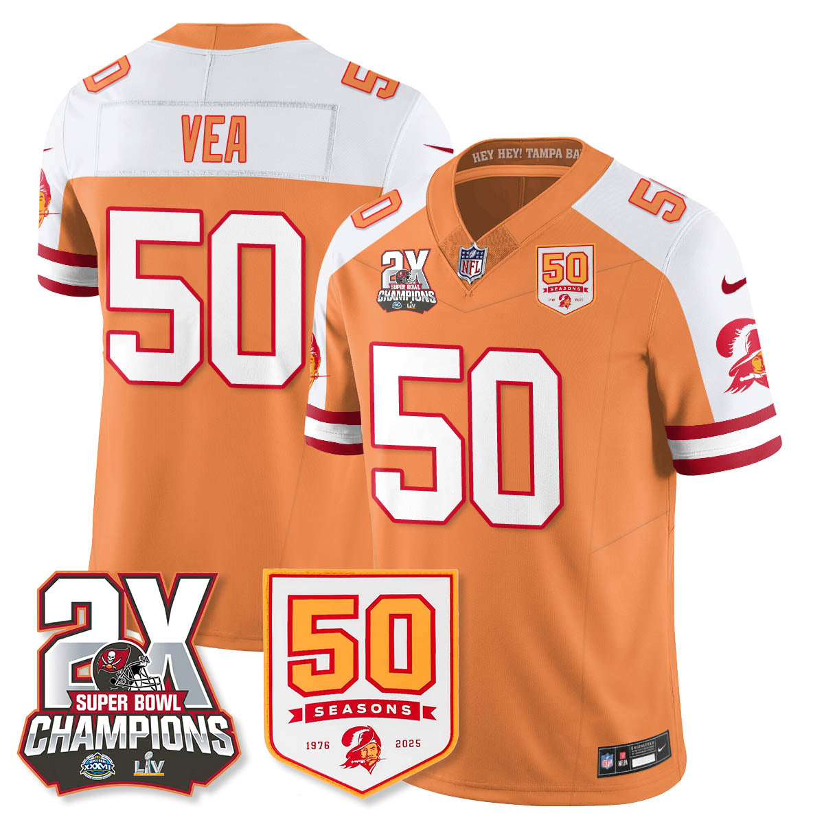 TB 2-Time Champions Patch Throwback Vapor Limited Jersey - All Stitched