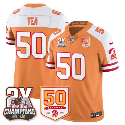 TB 2-Time Champions Patch Throwback Vapor Limited Jersey - All Stitched