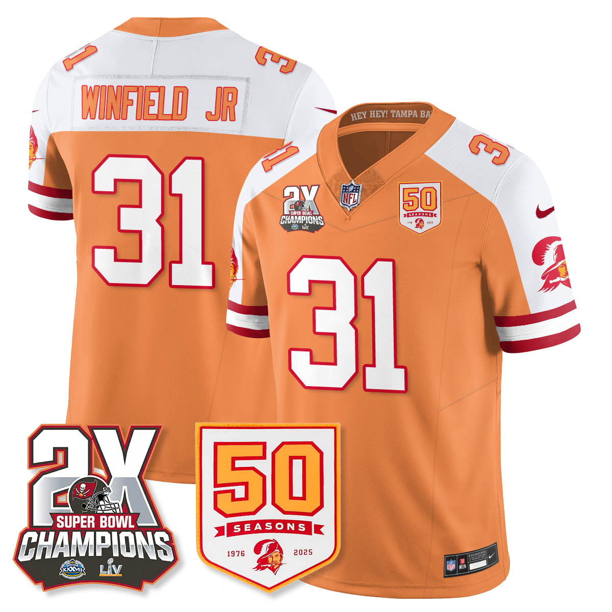 TB 2-Time Champions Patch Throwback Vapor Limited Jersey - All Stitched