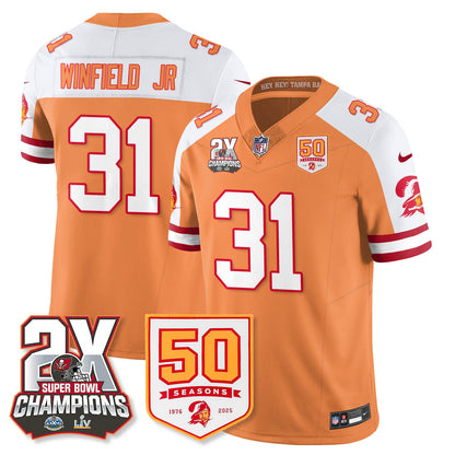TB 2-Time Champions Patch Throwback Vapor Limited Jersey - All Stitched