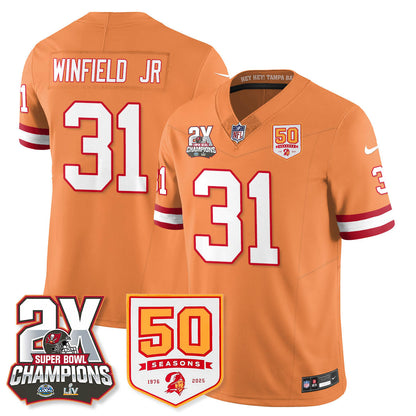 TB 2-Time Champions Patch Throwback Vapor Limited Jersey - All Stitched