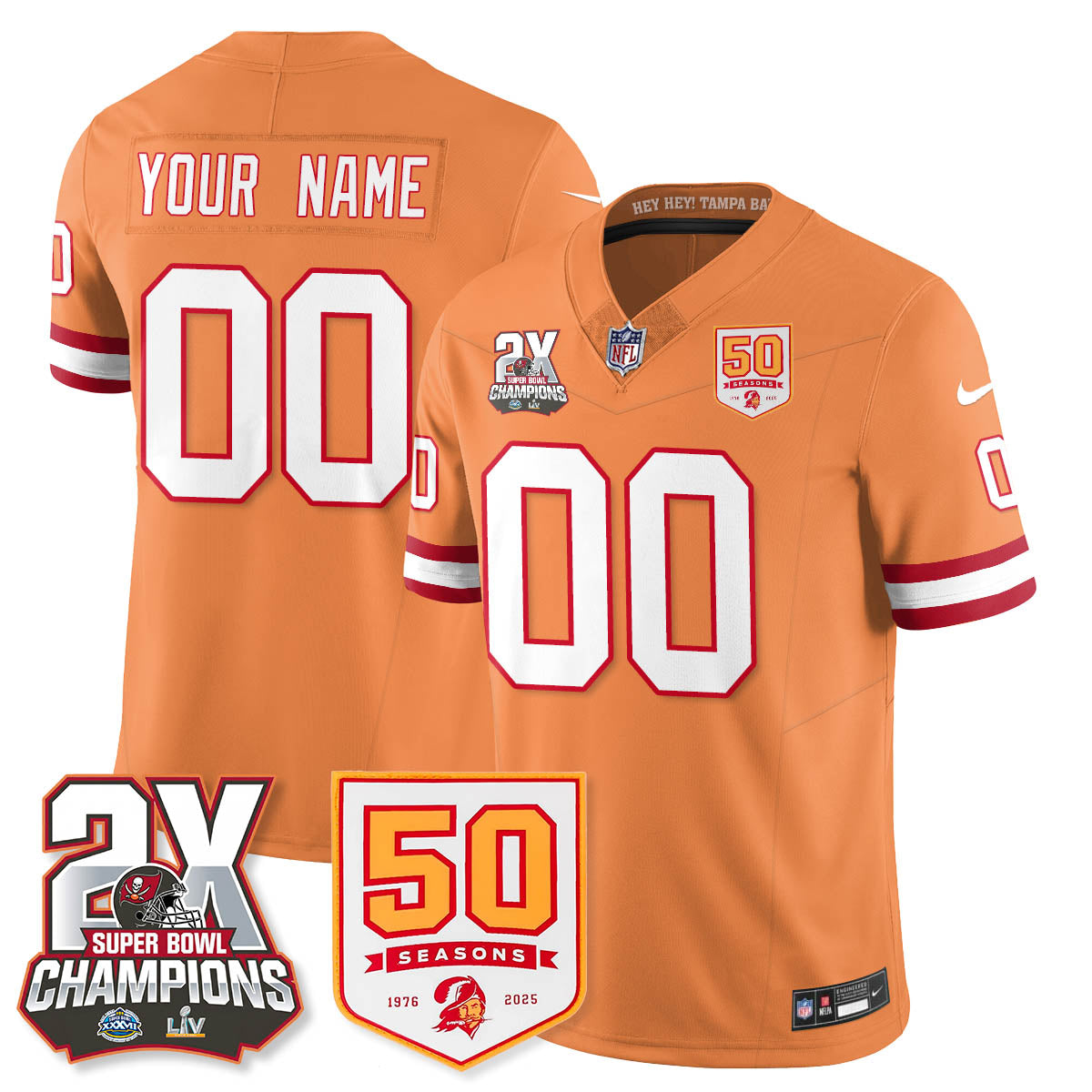 TB 2-Time Champions Patch Throwback Vapor Limited Jersey - All Stitched