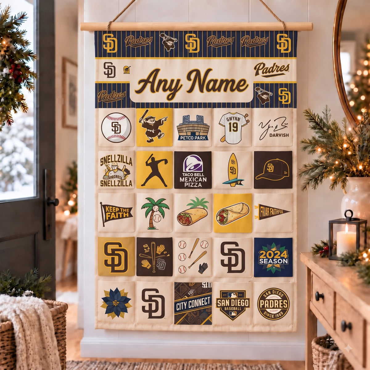 San Diego Padres Custom Wall Advent Calendar - Printed