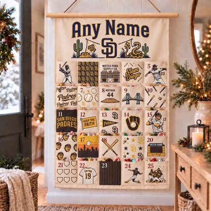 San Diego Padres Custom Wall Advent Calendar - Printed