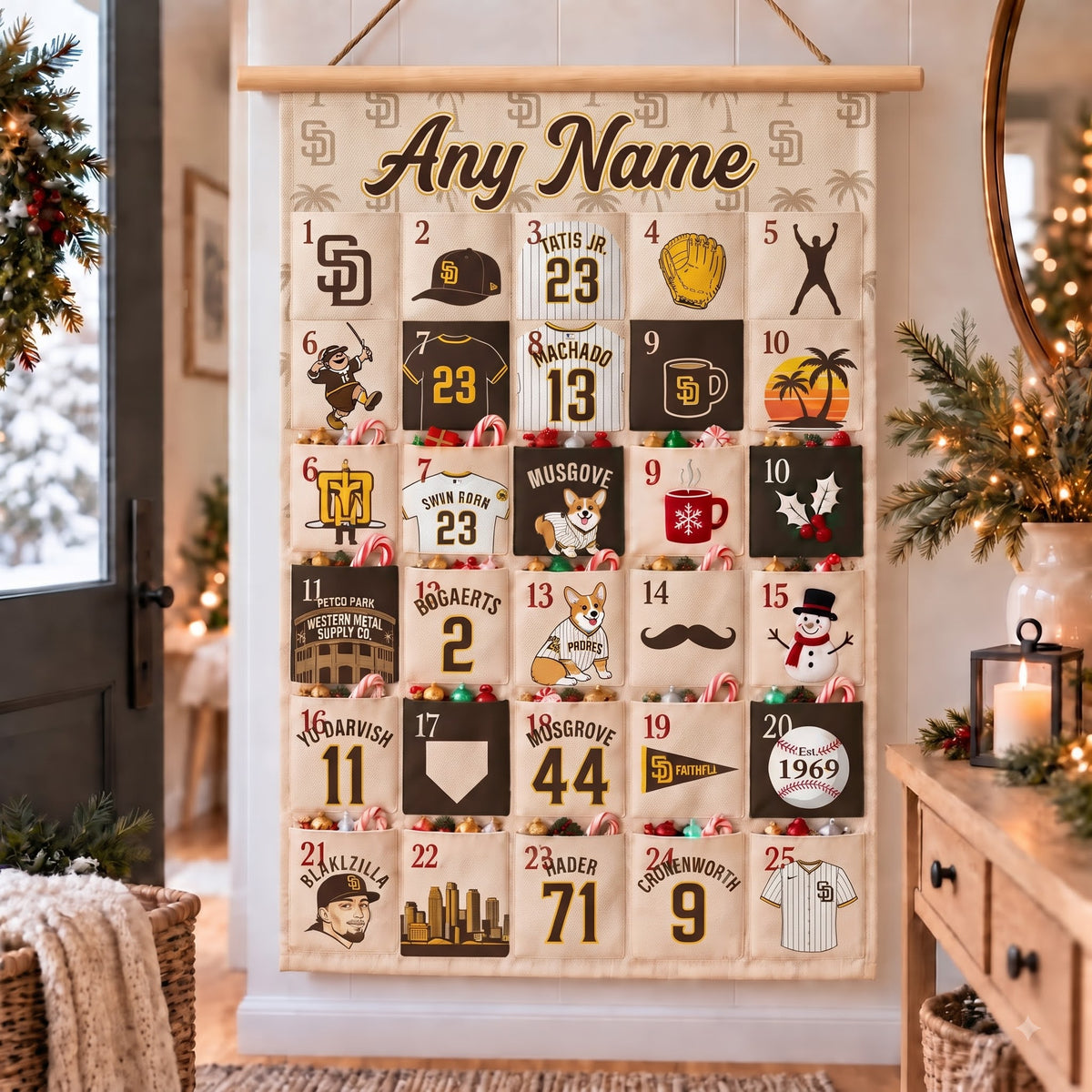 San Diego Padres Custom Wall Advent Calendar - Printed