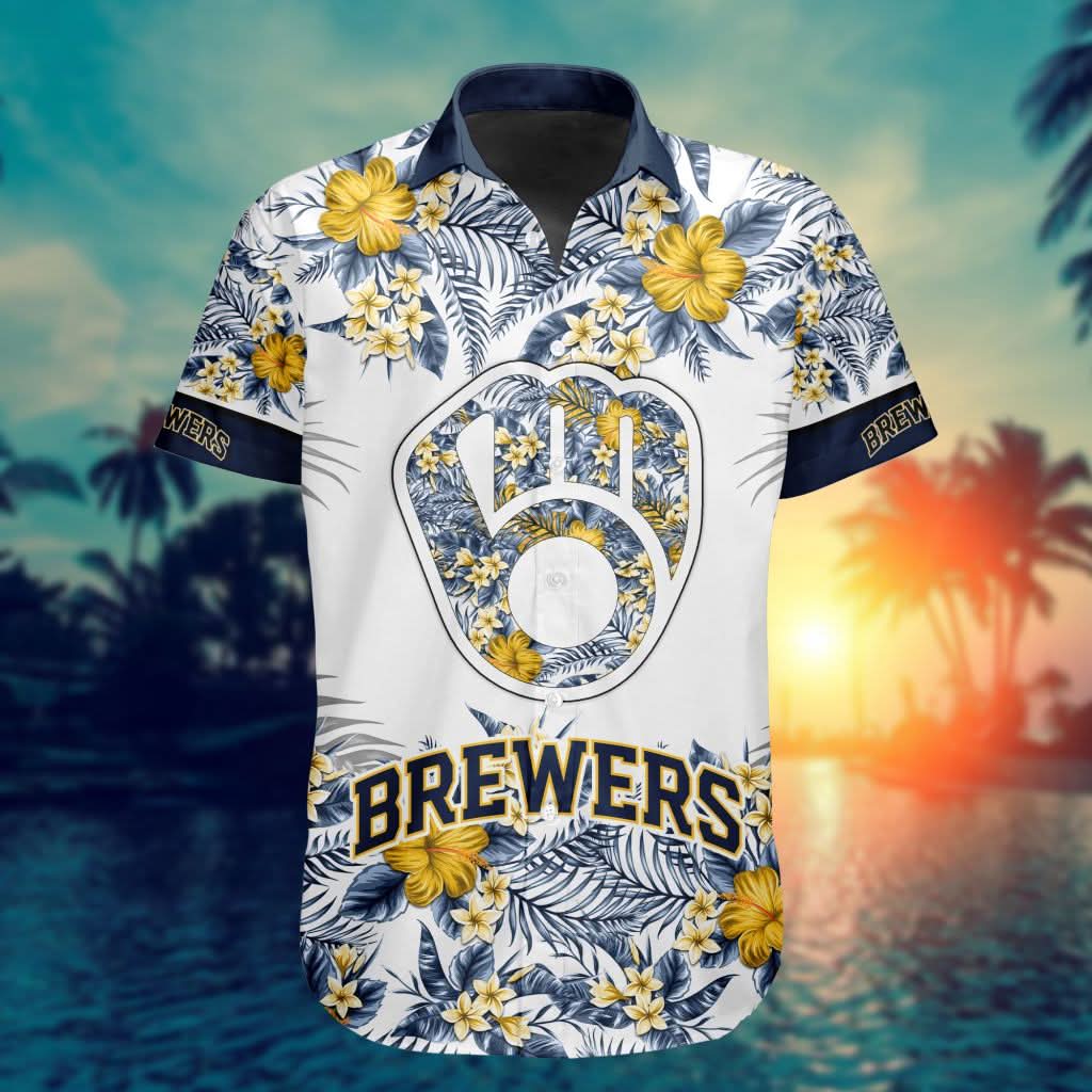 Milwaukee Brewers Special Hawaiin Design Button Shirt ST2401 - The Lucky Shops