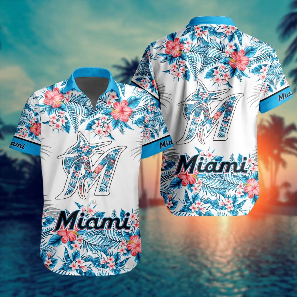 Miami Marlins Special Hawaiin Design Button Shirt ST2401 - The Lucky Shops