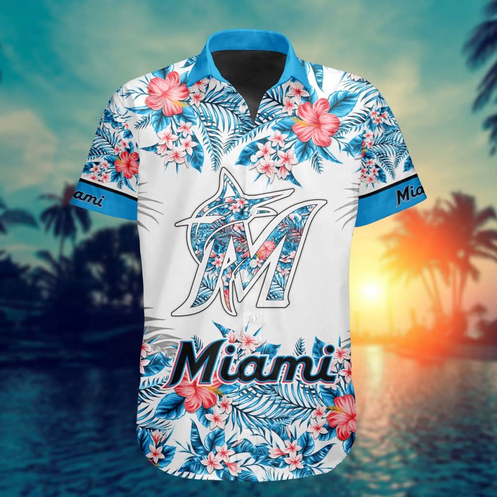 Miami Marlins Special Hawaiin Design Button Shirt ST2401 - The Lucky Shops