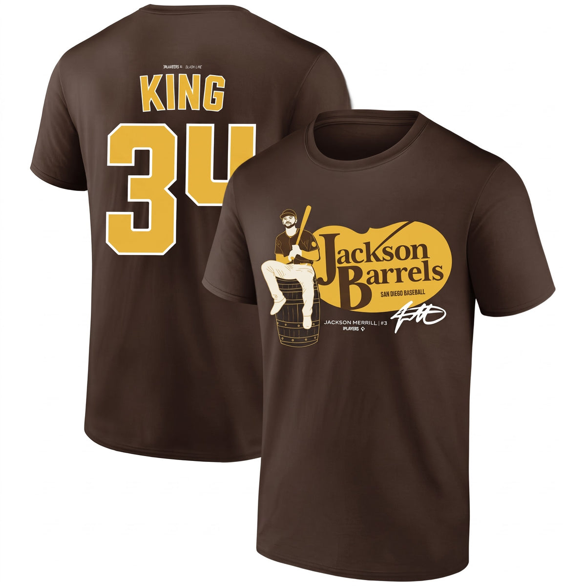 SD Jackson Barrels Jackson Merrill #3 Two Sides T-Shirt - Printed
