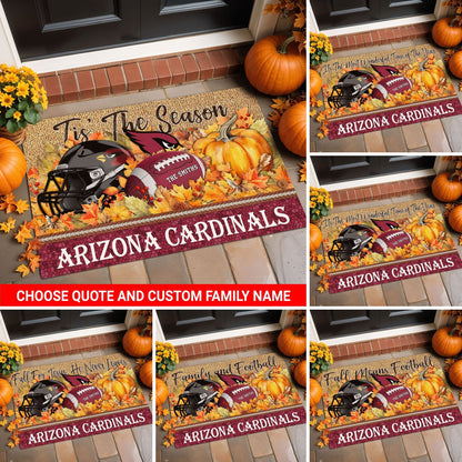 Arizona Cardinals Doormat Custom Your Family Name And Choose Your Quotes, Sport Doormat, Sport Gifts For Fan EHIVM-60421N