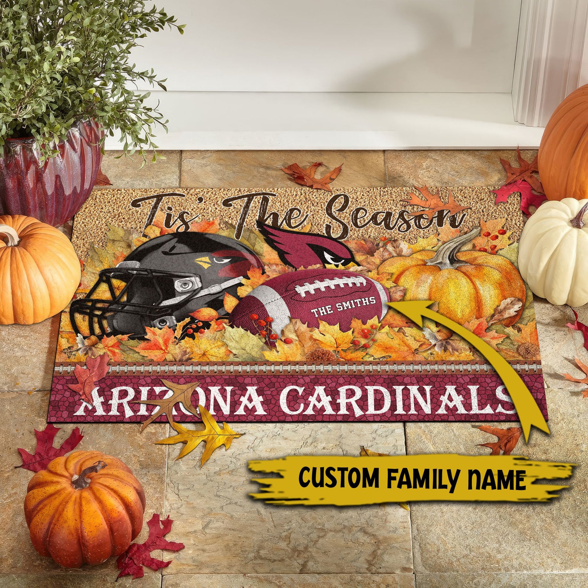 Arizona Cardinals Doormat Custom Your Family Name And Choose Your Quotes, Sport Doormat, Sport Gifts For Fan EHIVM-60421N