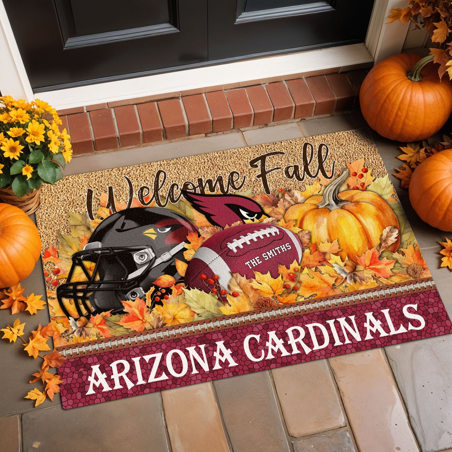 Arizona Cardinals Doormat Custom Your Family Name And Choose Your Quotes, Sport Doormat, Sport Gifts For Fan