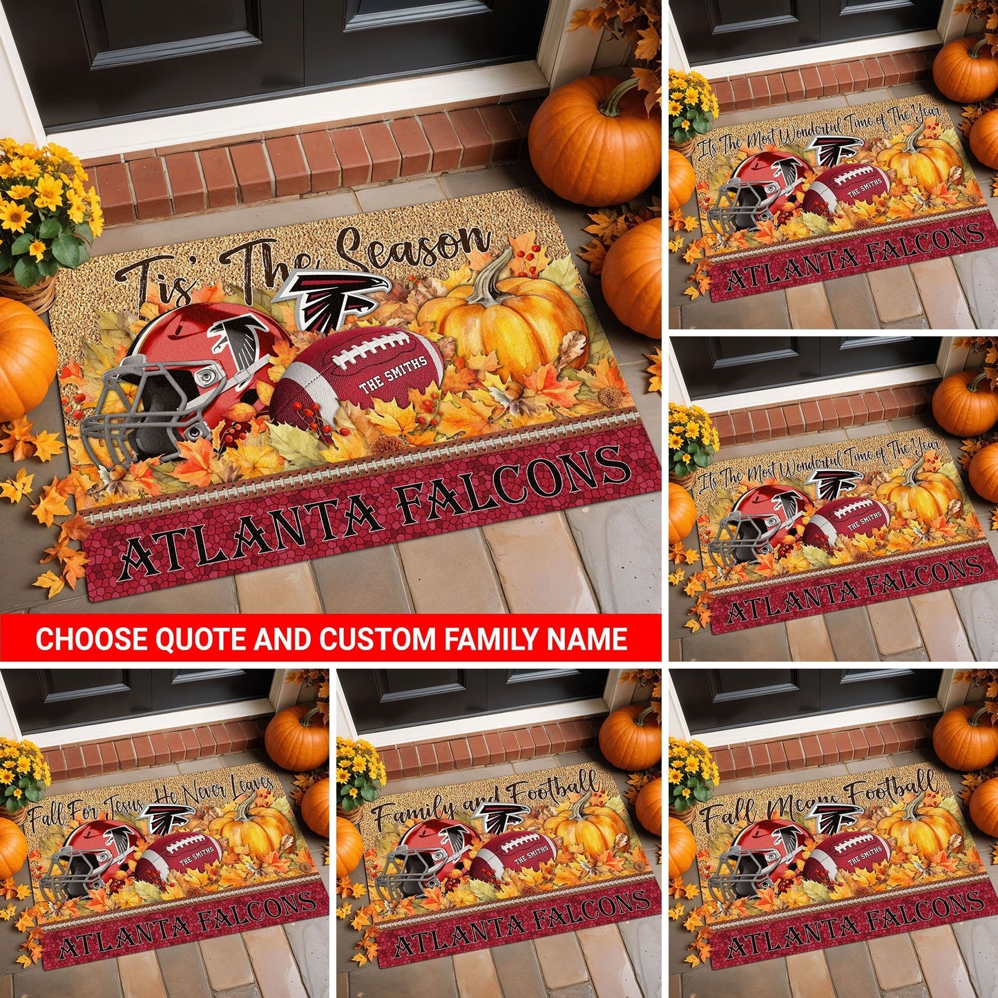 Atlanta Falcons Doormat Custom Your Family Name And Choose Your Quotes, Sport Doormat, Sport Gifts For Fan EHIVM-60421N