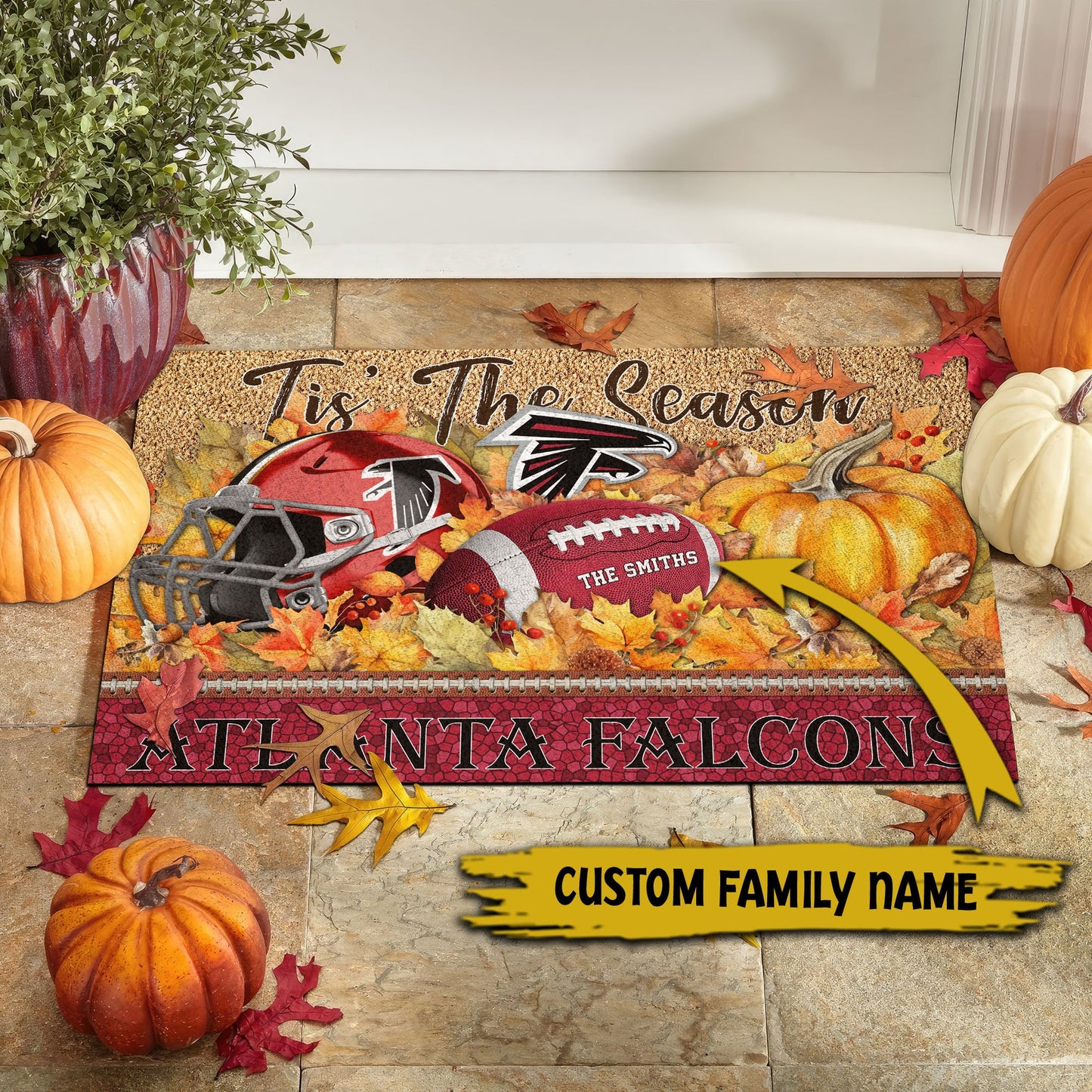 Atlanta Falcons Doormat Custom Your Family Name And Choose Your Quotes, Sport Doormat, Sport Gifts For Fan EHIVM-60421N