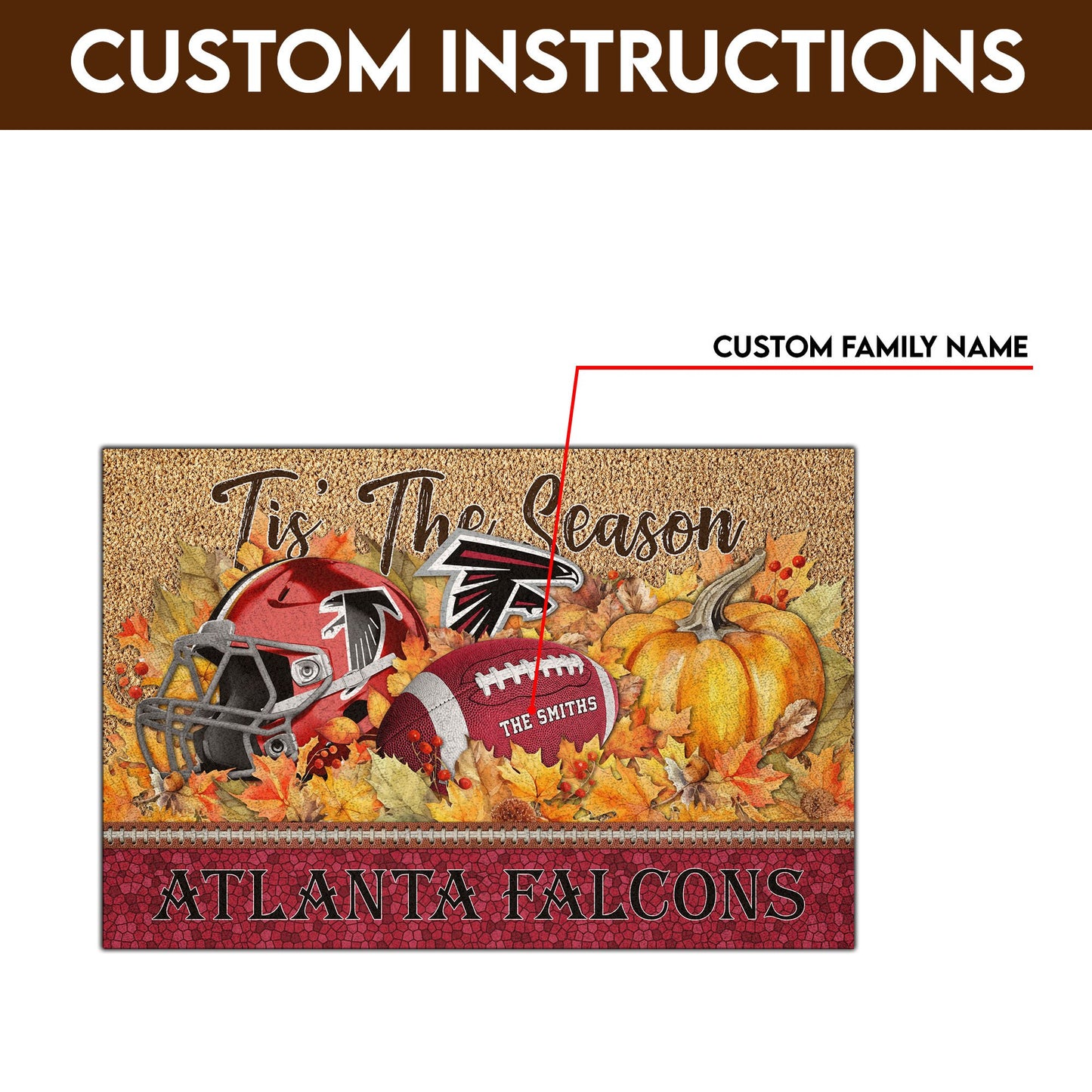 Atlanta Falcons Doormat Custom Your Family Name And Choose Your Quotes, Sport Doormat, Sport Gifts For Fan