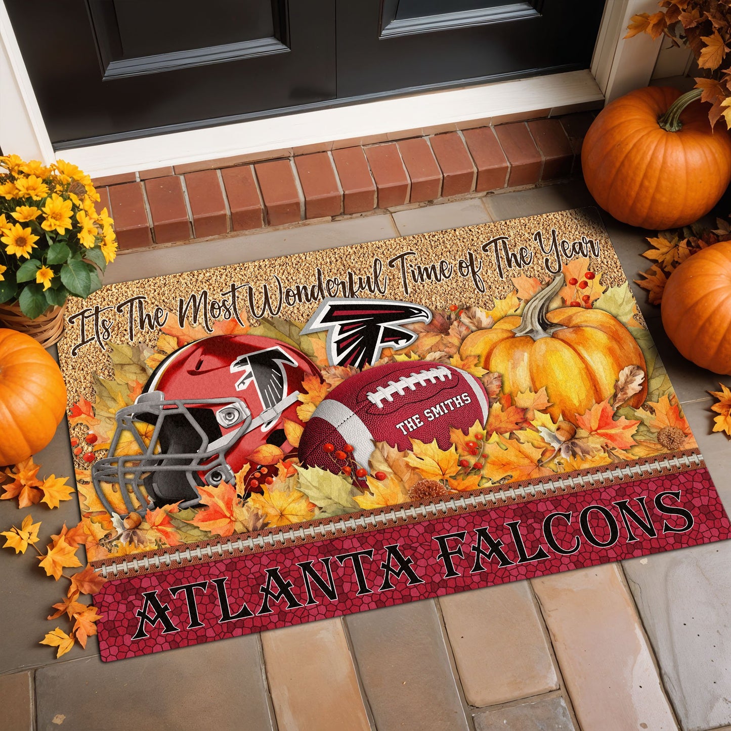 Atlanta Falcons Doormat Custom Your Family Name And Choose Your Quotes, Sport Doormat, Sport Gifts For Fan