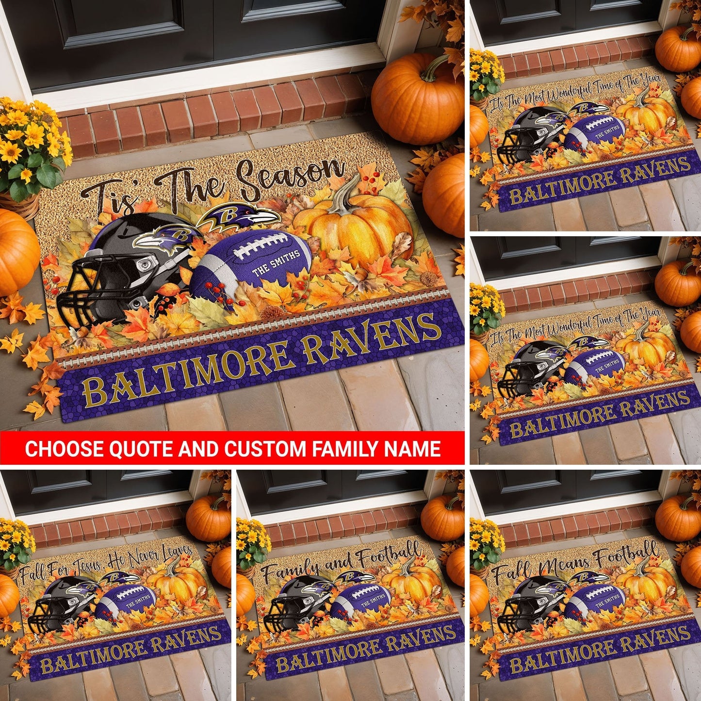 Baltimore Ravens Doormat Custom Your Family Name And Choose Your Quotes, Sport Doormat, Sport Gifts For Fan EHIVM-60421N