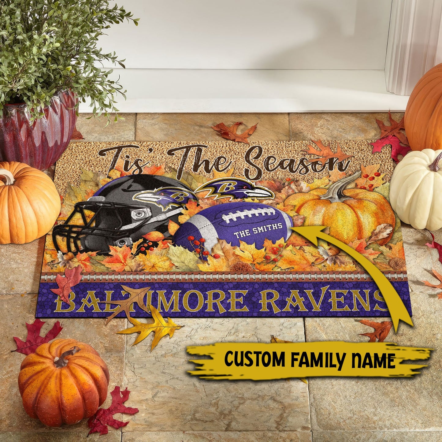Baltimore Ravens Doormat Custom Your Family Name And Choose Your Quotes, Sport Doormat, Sport Gifts For Fan EHIVM-60421N