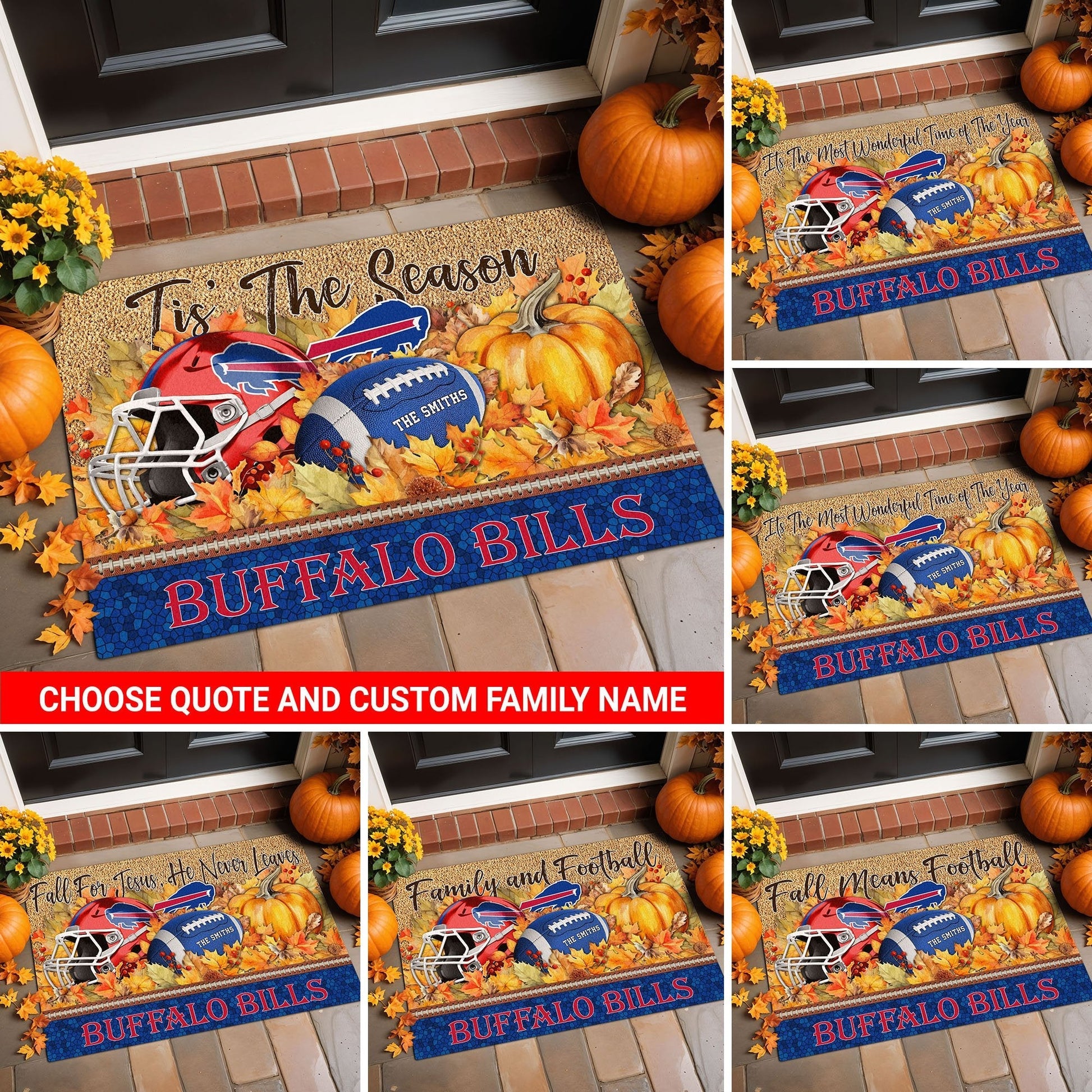 Buffalo Bills Doormat Custom Your Family Name And Choose Your Quotes, Sport Doormat, Sport Gifts For Fan EHIVM-60421N