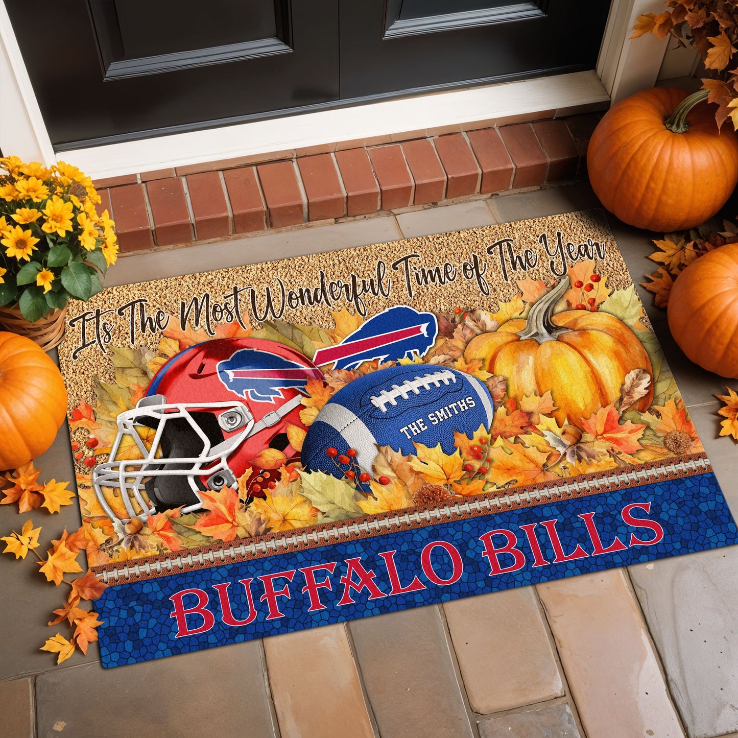 Buffalo Bills Doormat Custom Your Family Name And Choose Your Quotes, Sport Doormat, Sport Gifts For Fan