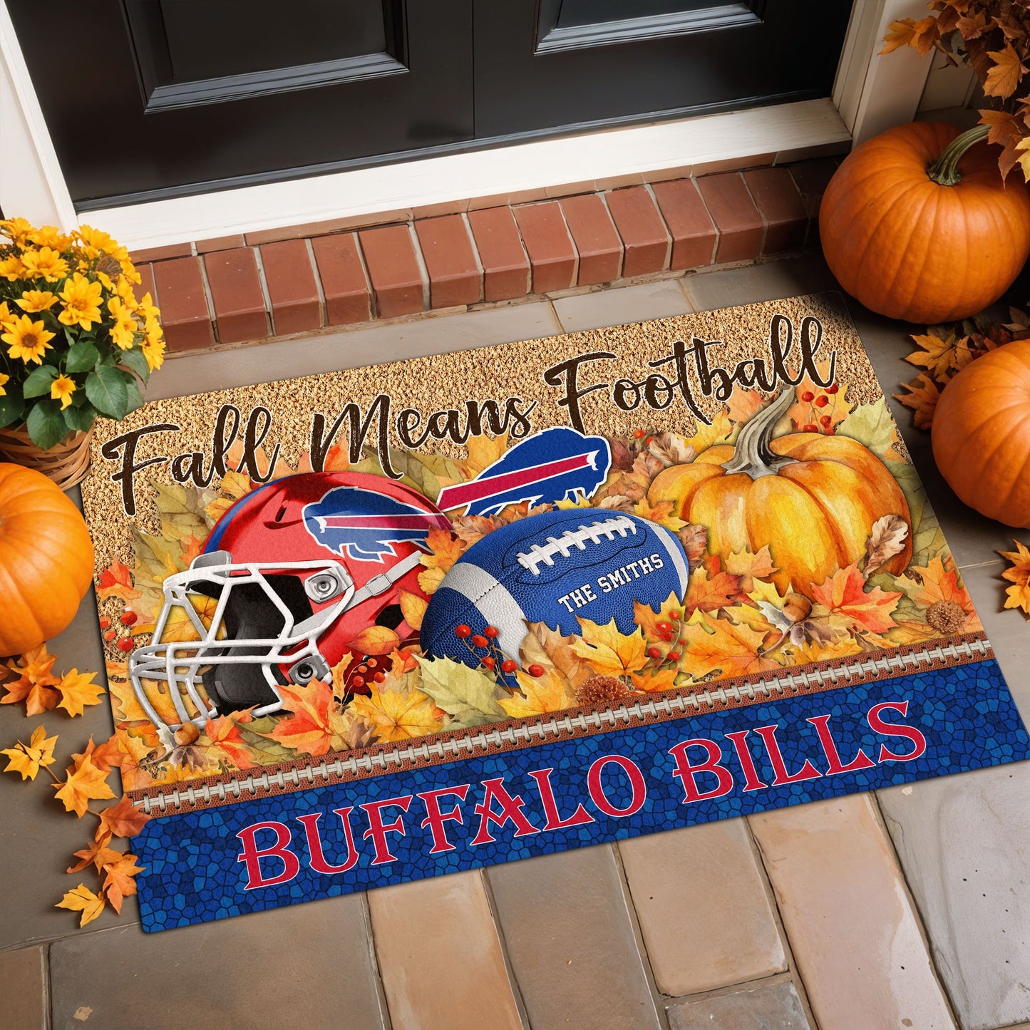 Buffalo Bills Doormat Custom Your Family Name And Choose Your Quotes, Sport Doormat, Sport Gifts For Fan