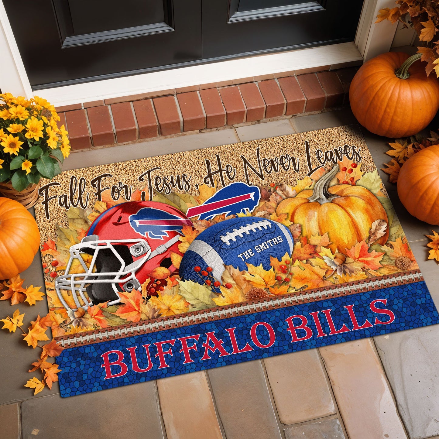 Buffalo Bills Doormat Custom Your Family Name And Choose Your Quotes, Sport Doormat, Sport Gifts For Fan