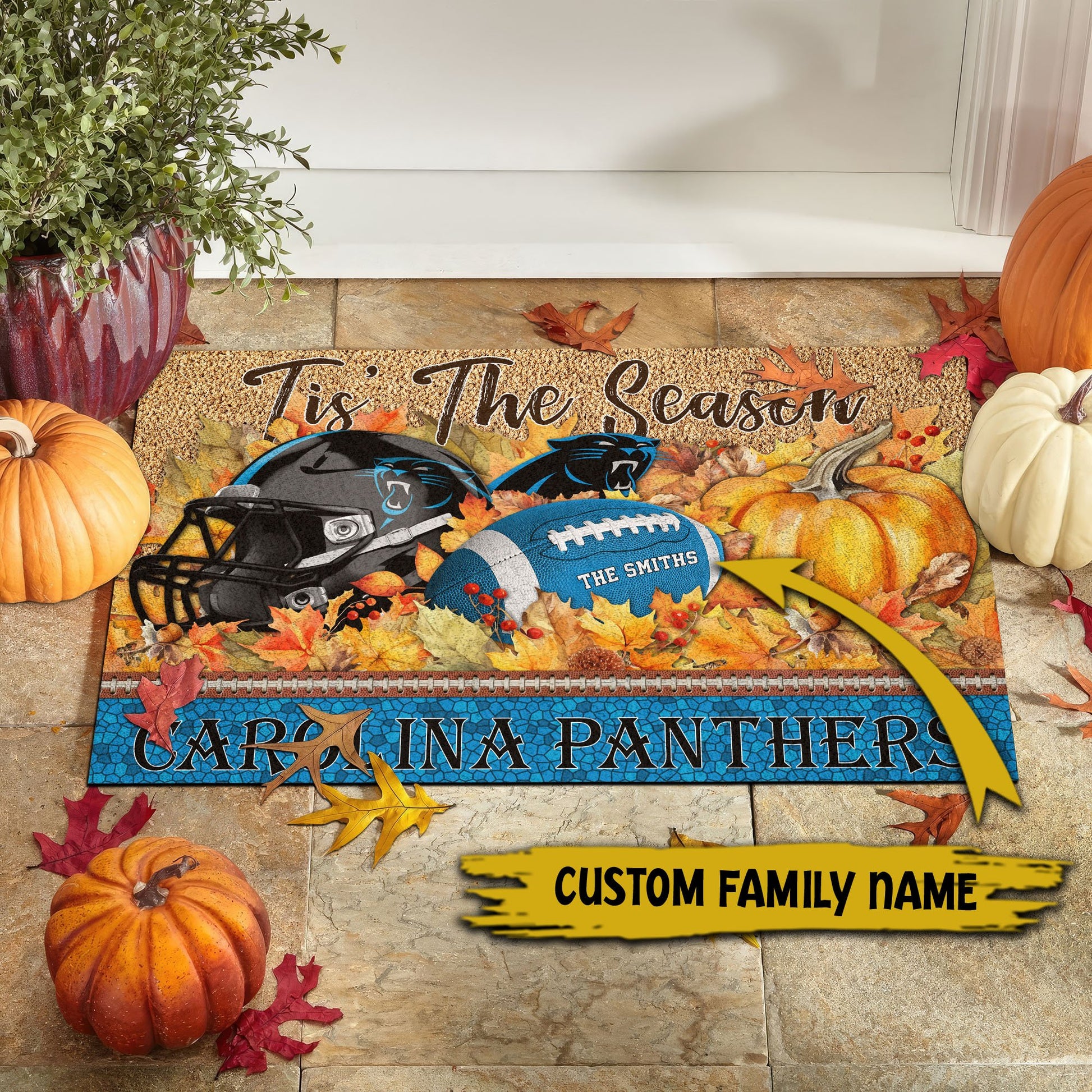 Carolina Panthers Doormat Custom Your Family Name And Choose Your Quotes, Sport Doormat, Sport Gifts For Fan EHIVM-60421N