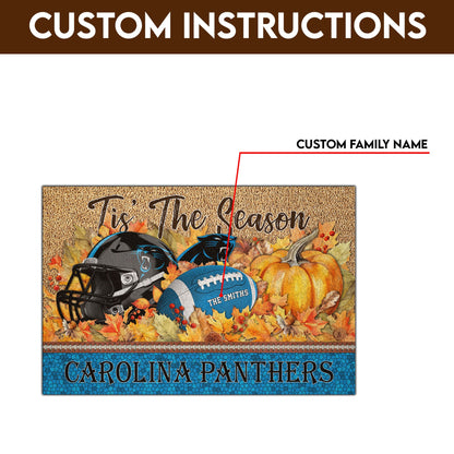 Carolina Panthers Doormat Custom Your Family Name And Choose Your Quotes, Sport Doormat, Sport Gifts For Fan
