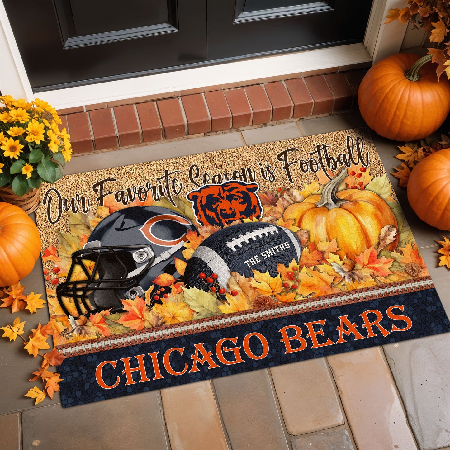 Chicago Bears Doormat Custom Your Family Name And Choose Your Quotes, Sport Doormat, Sport Gifts For Fan