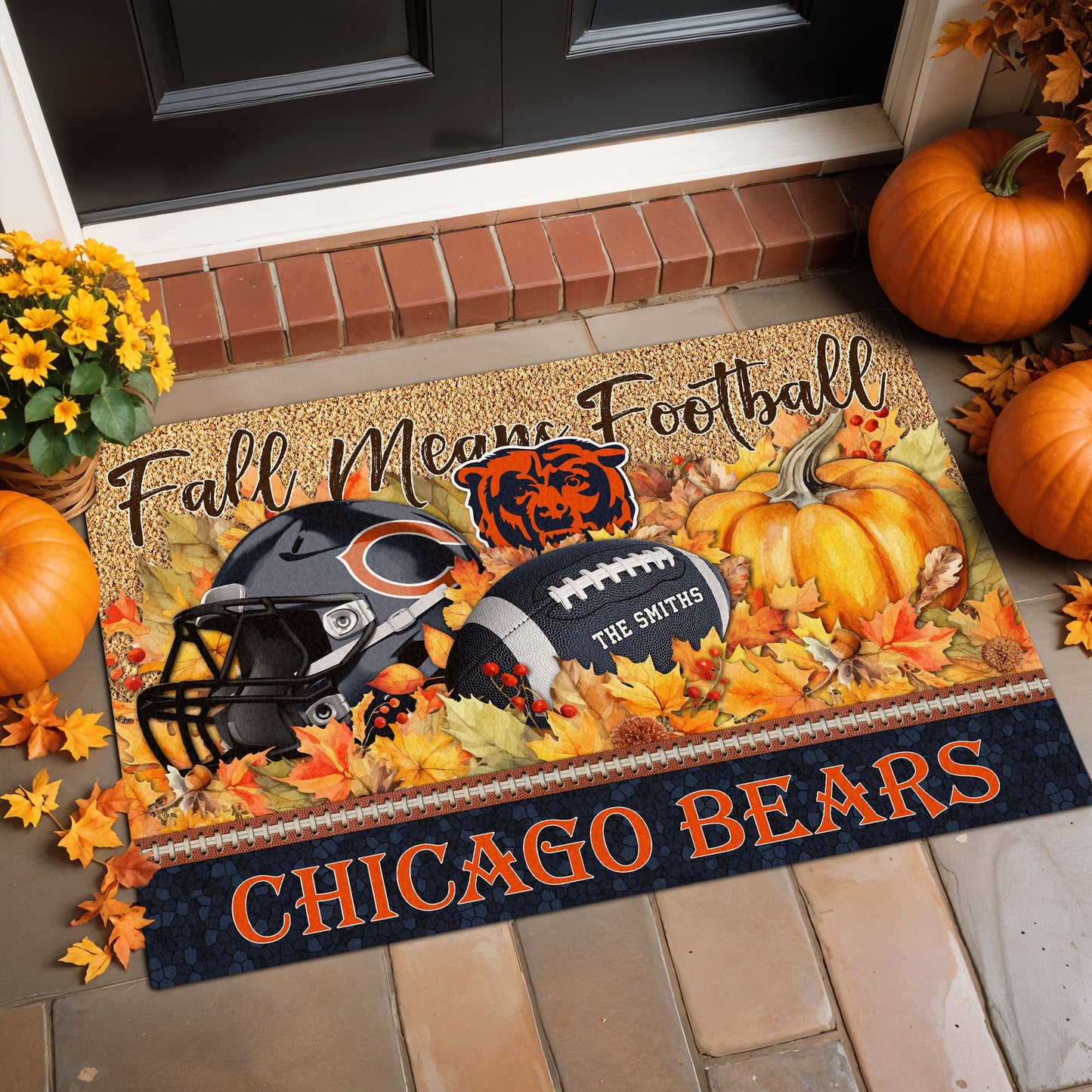 Chicago Bears Doormat Custom Your Family Name And Choose Your Quotes, Sport Doormat, Sport Gifts For Fan
