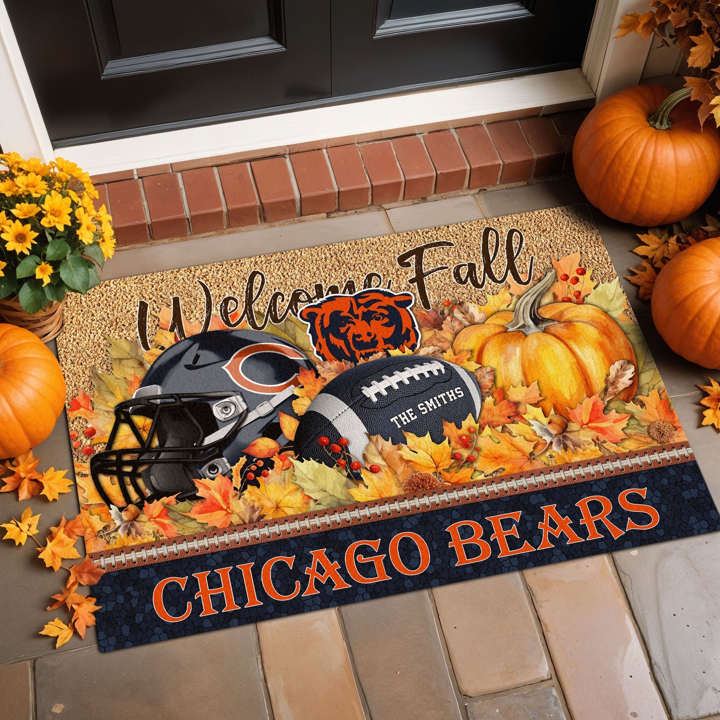 Chicago Bears Doormat Custom Your Family Name And Choose Your Quotes, Sport Doormat, Sport Gifts For Fan