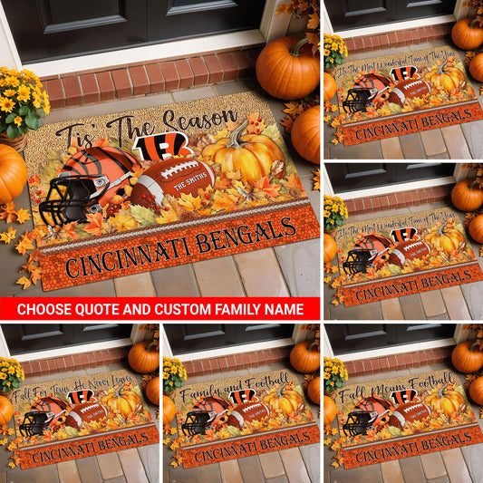 Cincinnati Bengals Doormat Custom Your Family Name And Choose Your Quotes, Sport Doormat, Sport Gifts For Fan EHIVM-60421N