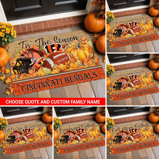 Cincinnati Bengals Doormat Custom Your Family Name And Choose Your Quotes, Sport Doormat, Sport Gifts For Fan EHIVM-60421N
