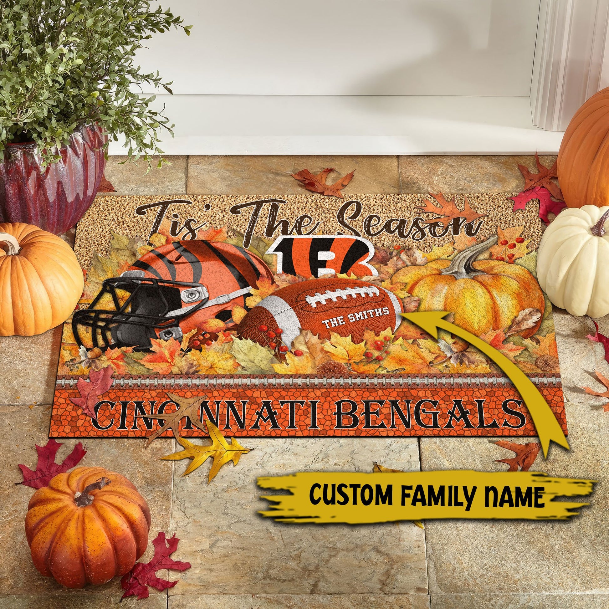 Cincinnati Bengals Doormat Custom Your Family Name And Choose Your Quotes, Sport Doormat, Sport Gifts For Fan EHIVM-60421N