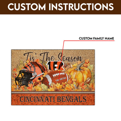 Cincinnati Bengals Doormat Custom Your Family Name And Choose Your Quotes, Sport Doormat, Sport Gifts For Fan
