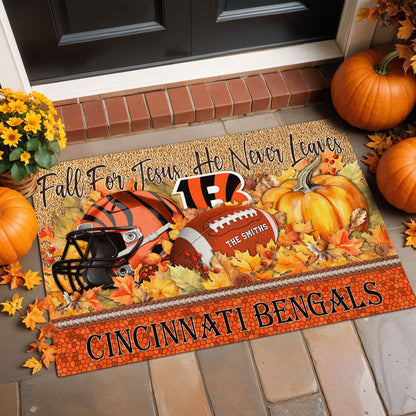 Cincinnati Bengals Doormat Custom Your Family Name And Choose Your Quotes, Sport Doormat, Sport Gifts For Fan