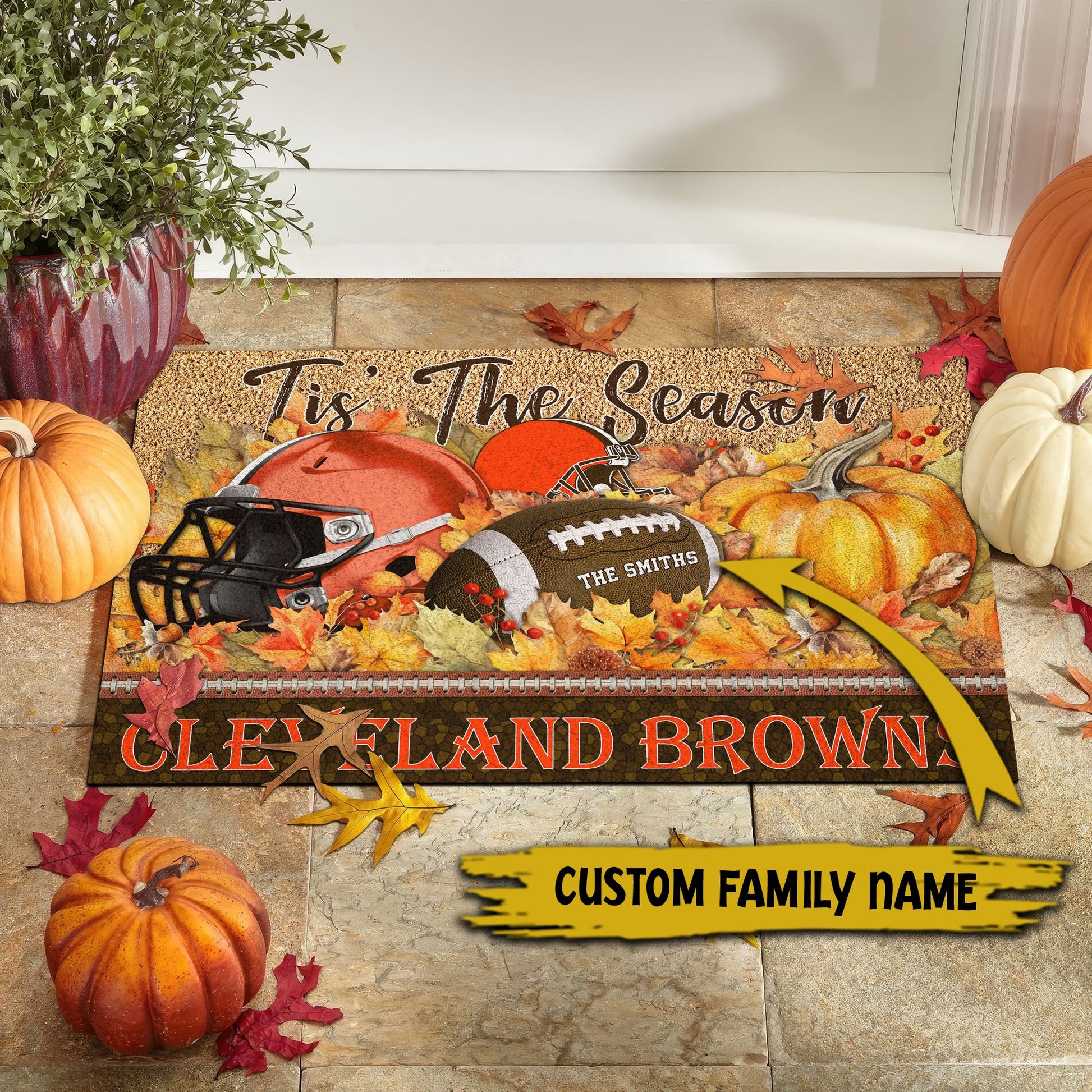 Cleveland Browns Doormat Custom Your Family Name And Choose Your Quotes, Sport Doormat, Sport Gifts For Fan EHIVM-60421N