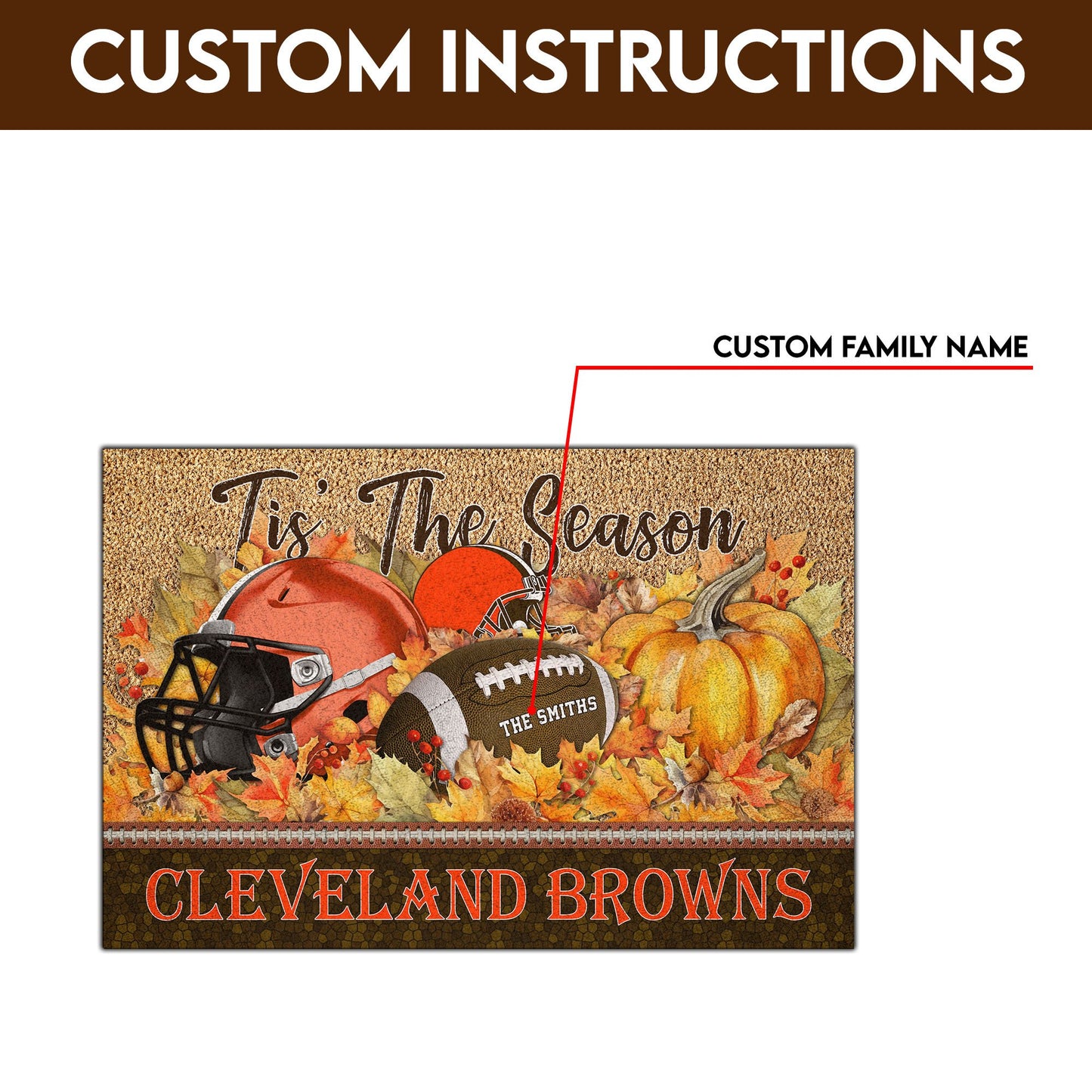 Cleveland Browns Doormat Custom Your Family Name And Choose Your Quotes, Sport Doormat, Sport Gifts For Fan