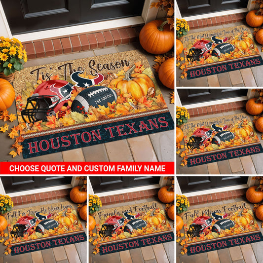 Houston Texans Doormat Custom Your Family Name And Choose Your Quotes, Sport Doormat, Sport Gifts For Fan EHIVM-60421N