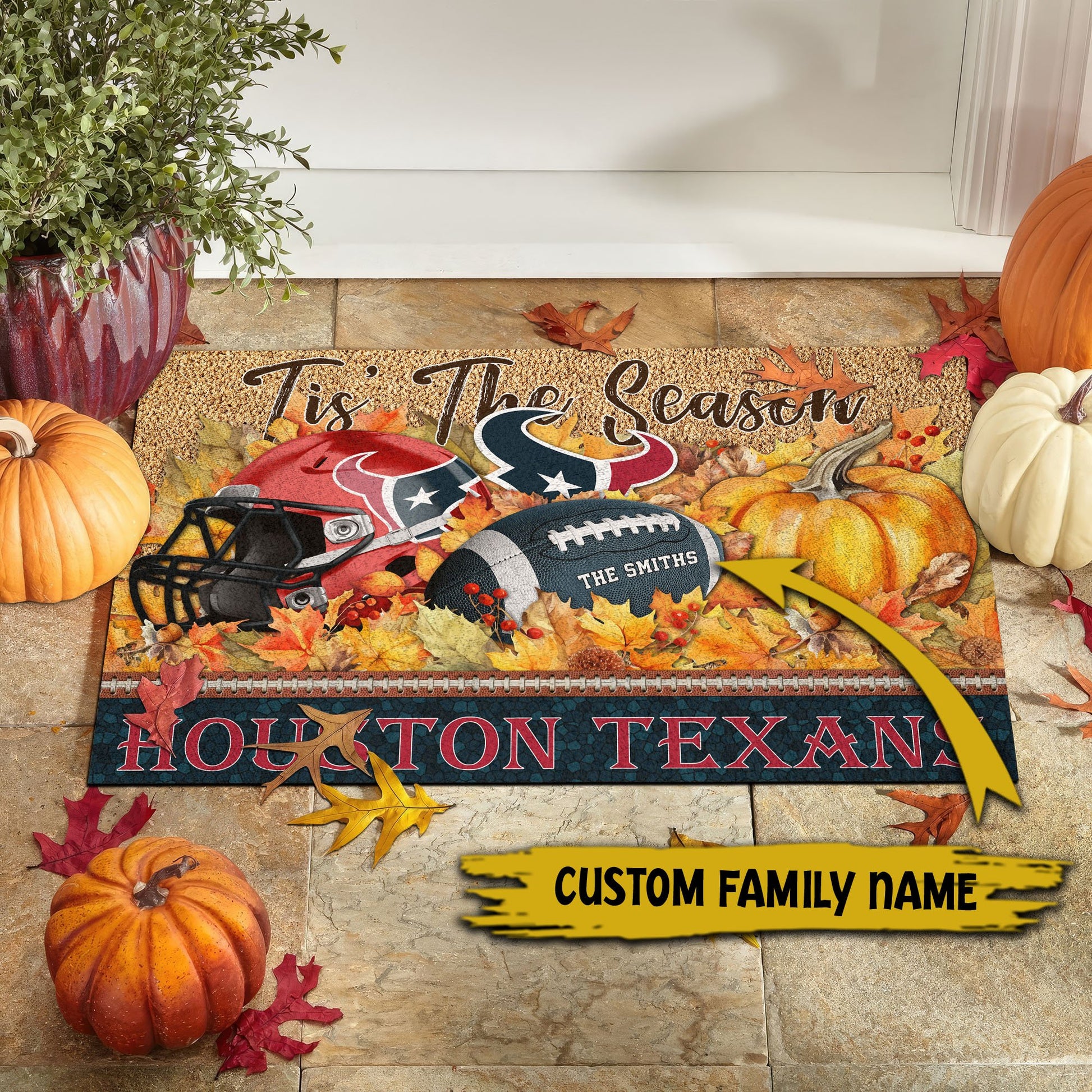 Houston Texans Doormat Custom Your Family Name And Choose Your Quotes, Sport Doormat, Sport Gifts For Fan EHIVM-60421N