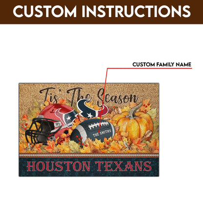 Houston Texans Doormat Custom Your Family Name And Choose Your Quotes, Sport Doormat, Sport Gifts For Fan
